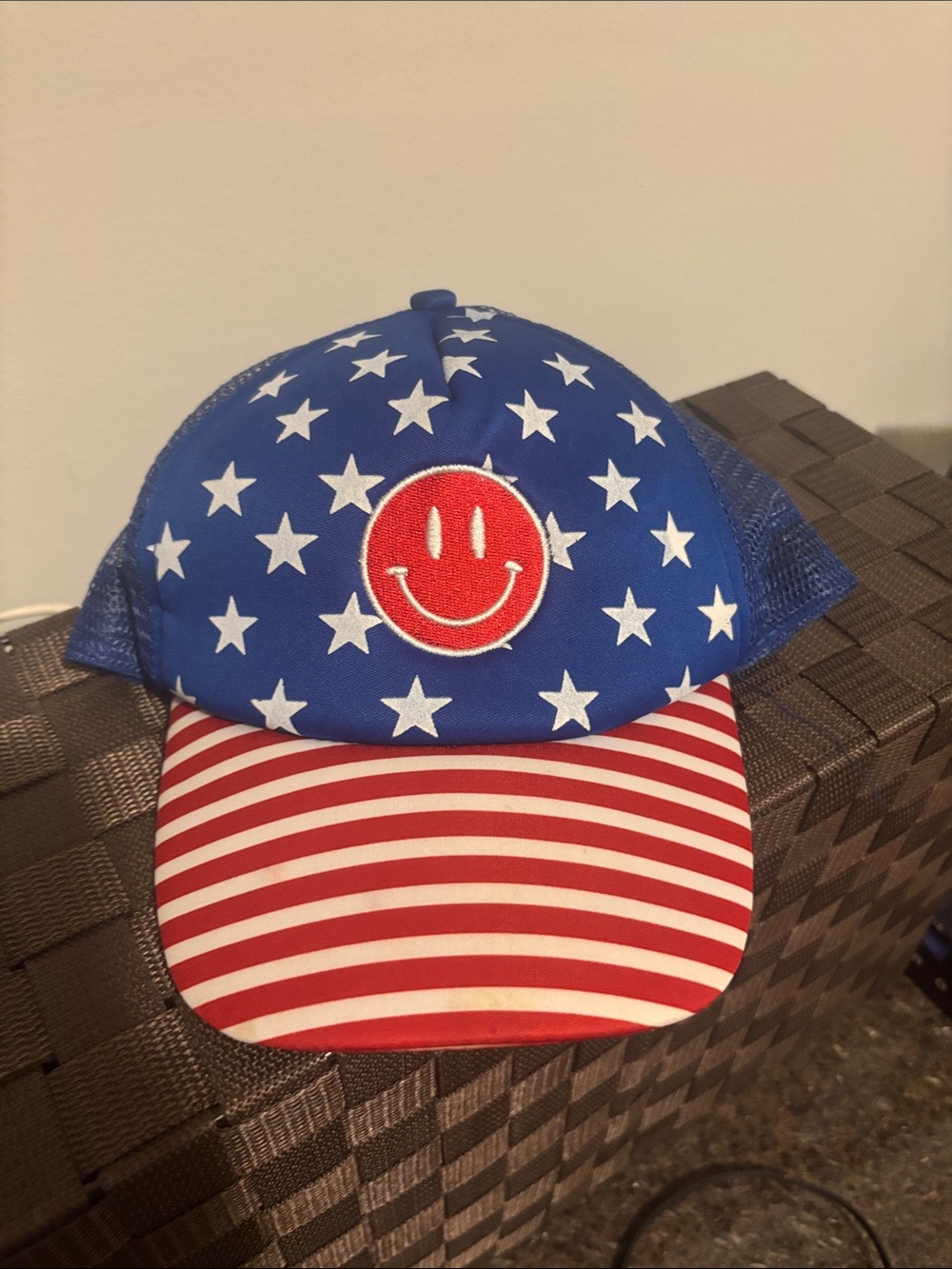 Stars & Stripes Smiley Cap - Blue, Red, White